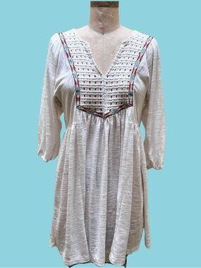 Umgee Boho White Embroidered Dress